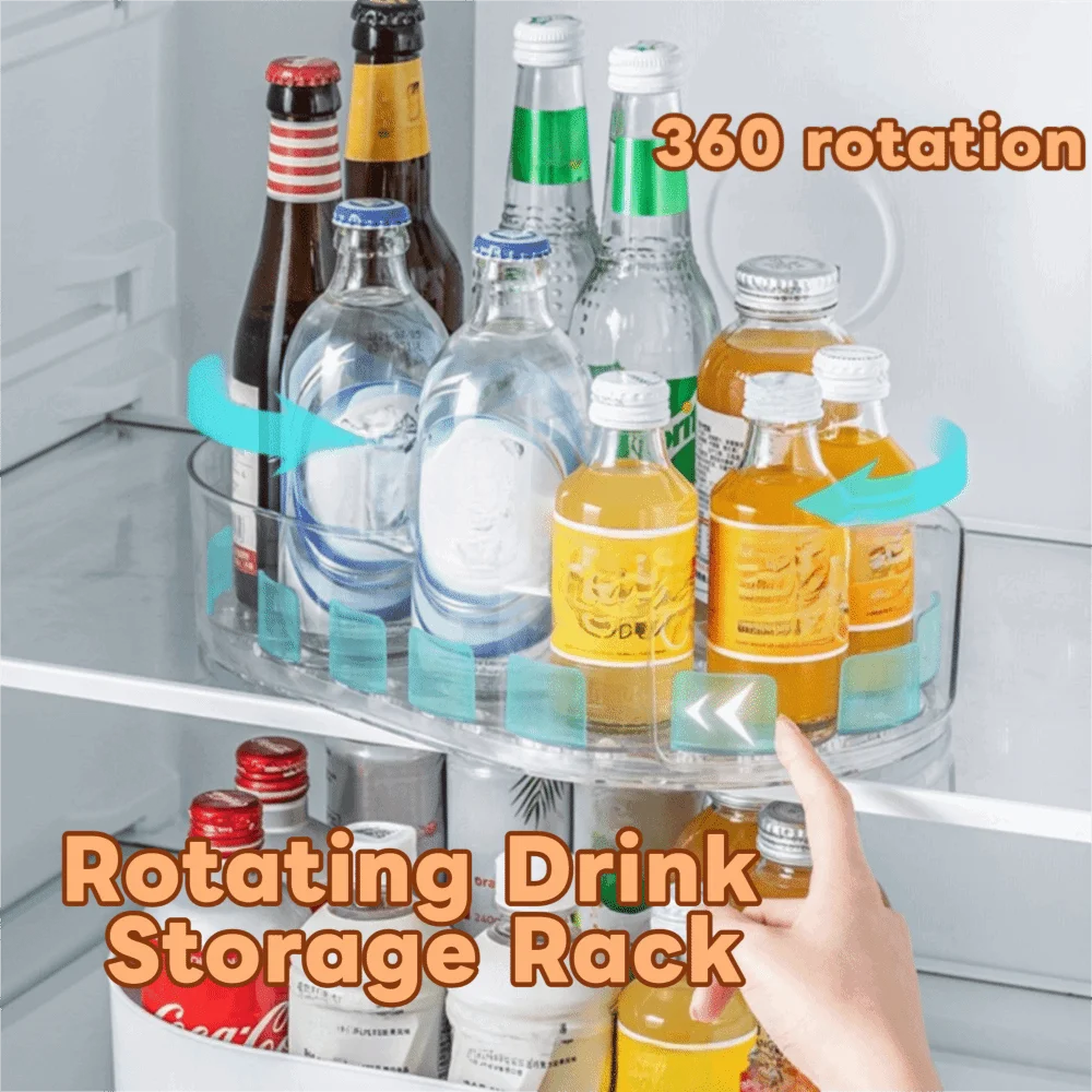

Вращающаяся подставка для напитков в холодильник, экономящая место, съемная полка для хранения напитков, противоскользящая пластиковая.