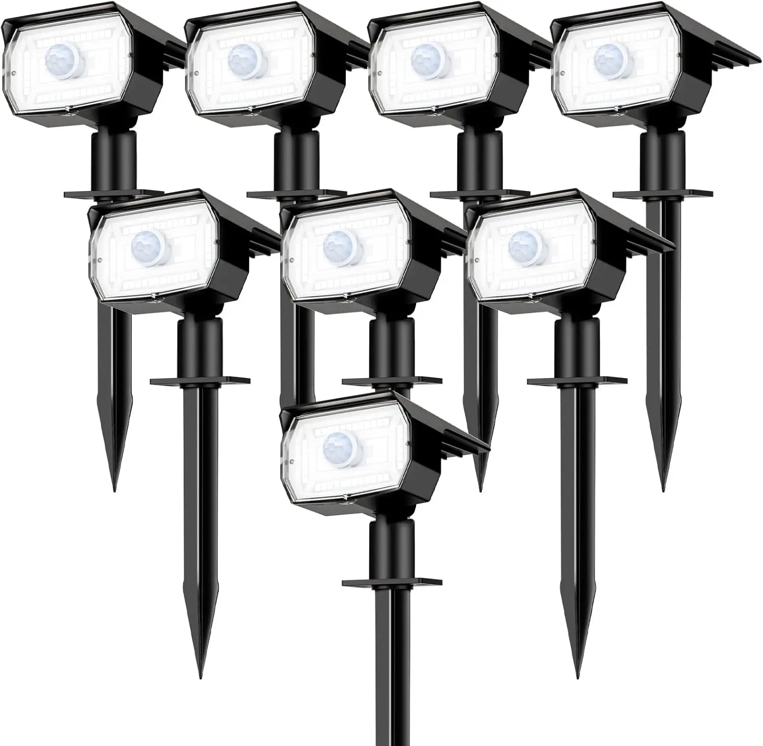 

8 Pack Solar Motion Sensor Lights, Waterproof Outdoor Spotlights with 3 Modes for Garden Pathway