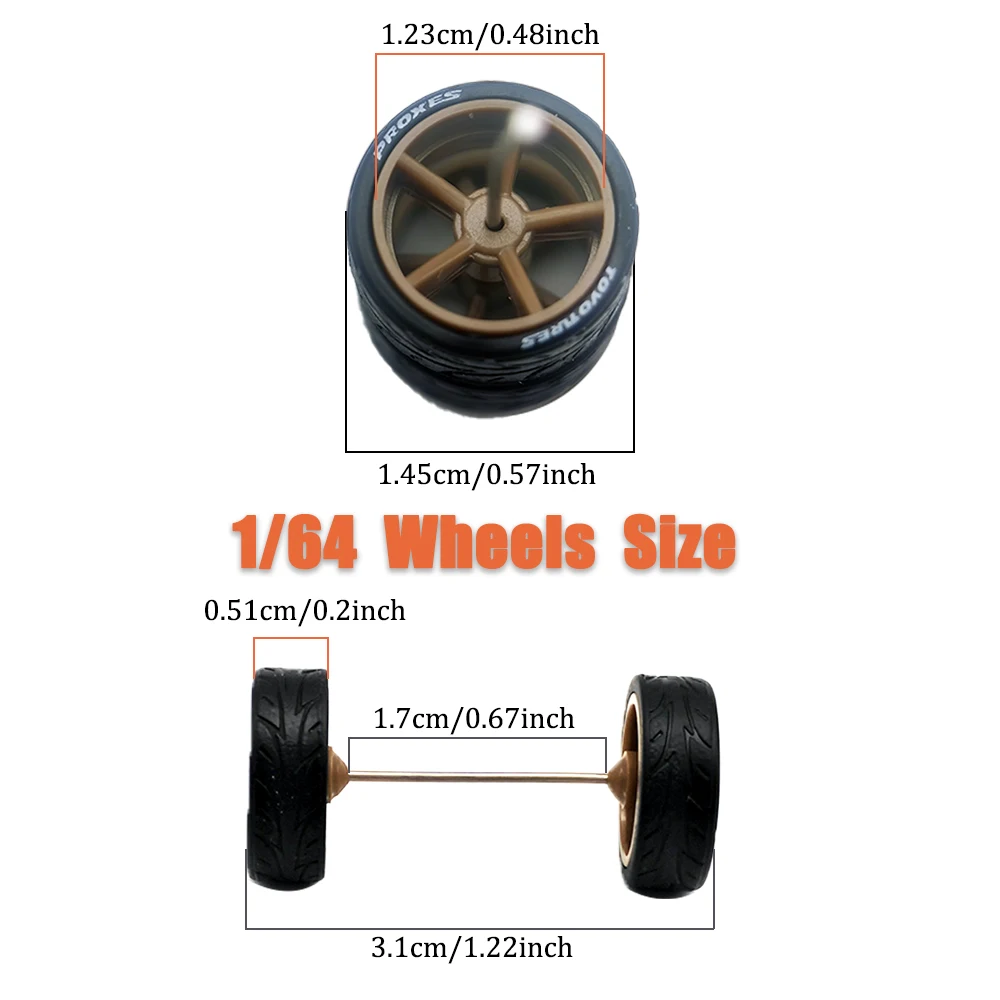 1/64 Model Wheels Rubber Tire Large Size Cast Model Car Hot Wheels Matchbox Tomica Modified Parts D:14mm 1 set