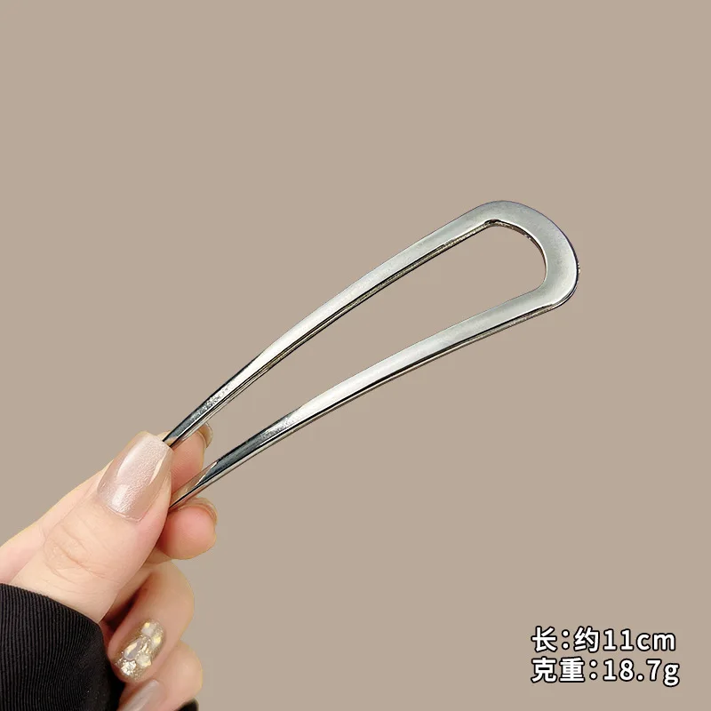 Dicke, einfache U-förmige Haargabeln für Frauen und Mädchen, Metall-Haarspangen, geometrische Haarclips, modische Haaraccessoires für Damen – Detail 24
