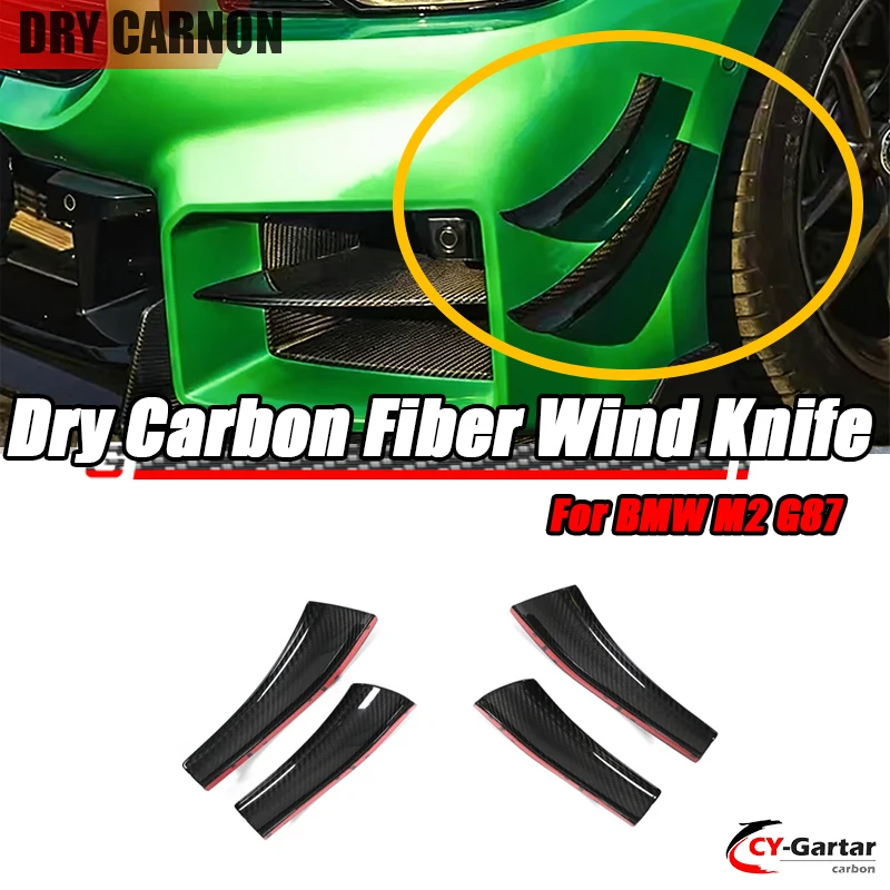 

Dry Carbon Fiber VS Style Canards For BMW M2 G87 Body Kit Fin Duck Wing Front Diffuser Bumper Splitter Spoiler Car Cover Trim