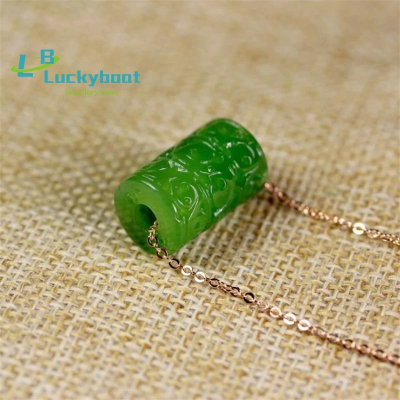 Natuurlijke Groene Jade Geld Kralen Hanger Ketting Charm Sieraden Mode Accessoires Hand-Gesneden Man Luck Amulet Geschenken