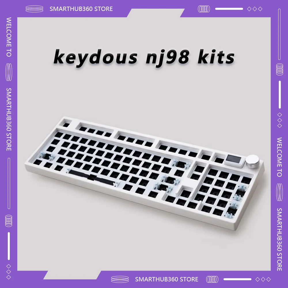 Keydous NJ98 Mechanical Keyboards Kits 3 Mode Aluminum Brass with Knob Screen Hot Swap Wireless Bluetooth Gamer Keyboards for PC