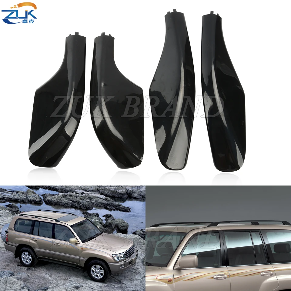 ZUK 4x Black Roof Rack Cover Rail End Lid Protection Case For Toyota LAND CRUISER 100 LC100 LX470 UZJ10 HDJ100 FZJ100 1998-2007