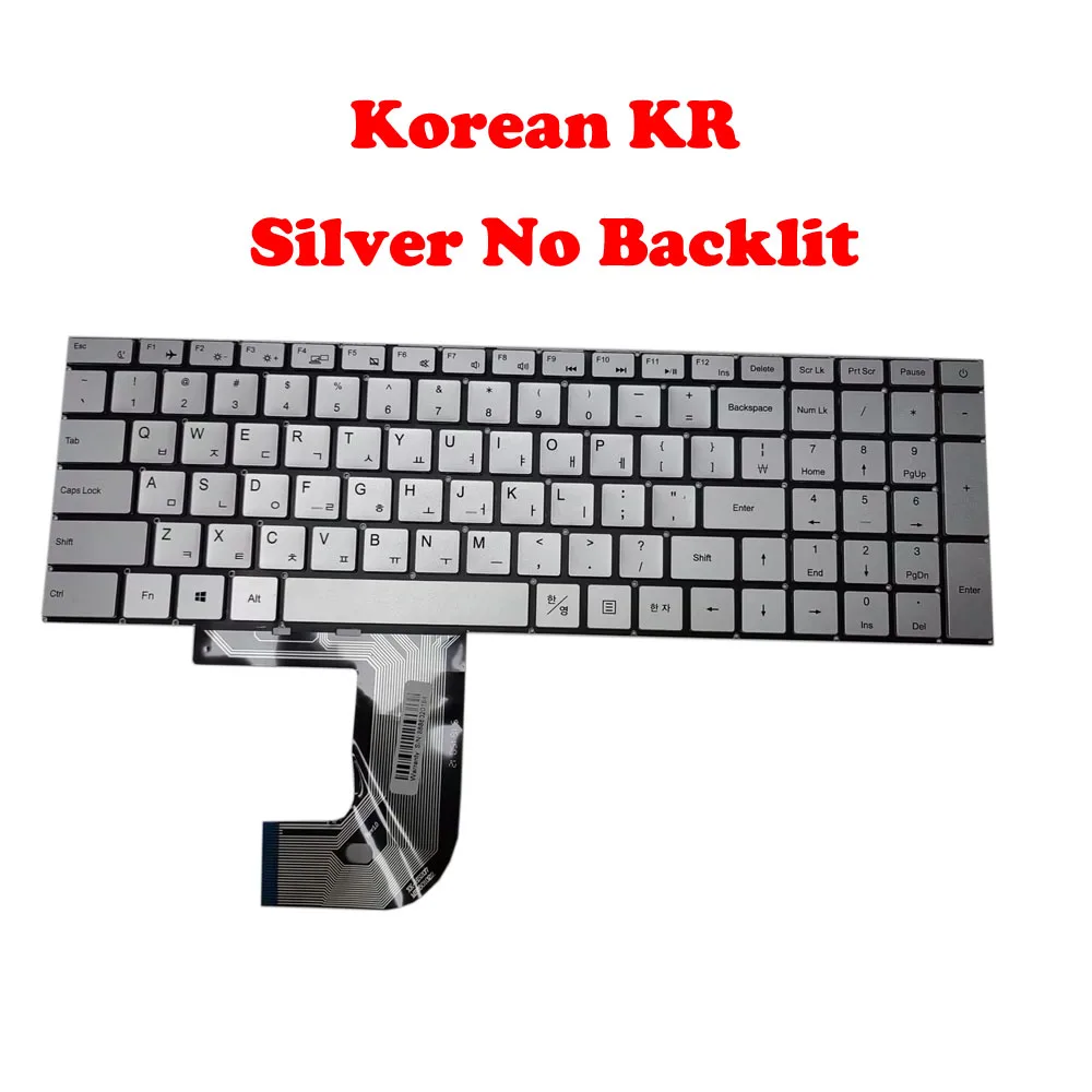 Laptop-Tastatur mit Hintergrundbeleuchtung MB3501022 XK-HS207 für R-IT RT-LAP15002 Q156C Koreanisch KR Englisch US Silber Neu