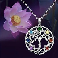 7Chakra Tree of Life Pendant Yoga Chakra Healing Stone Necklace for Women Wife Feminine Energy Balance Accessories Party Jewelry