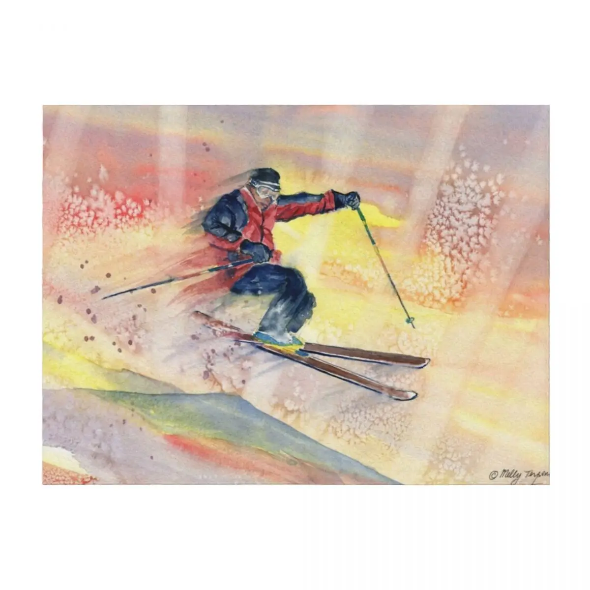 

Colorful Skiing Art 2 Throw Blanket Luxury St Cute Luxury Personalized Gift Blankets