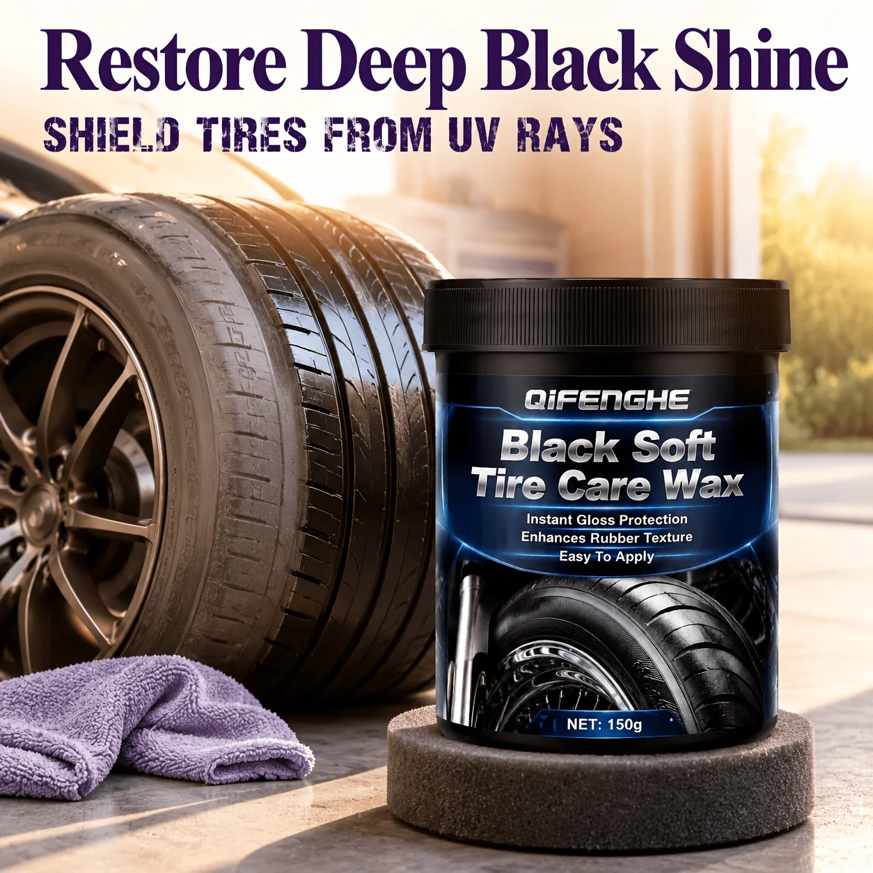Car Motorcycle ATV Tire Care Wax - UV Protection Easy Apply Long-Lasting Gloss Anti-aging Auto Detailing Tire Maintenance