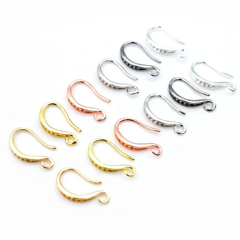 20pcs 15x10mm High Quality Silver Plated Bronze Rose Gold 6 Colors Earring Hooks Wire Settings Base Settings Wholesale