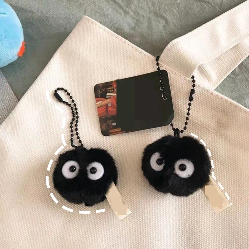 Small Coal Ball Pendant Black Plush Cute Keyring Small Briquettes Plush Key Chain Pendant Korean Schoolbag Bag Pendant Gift