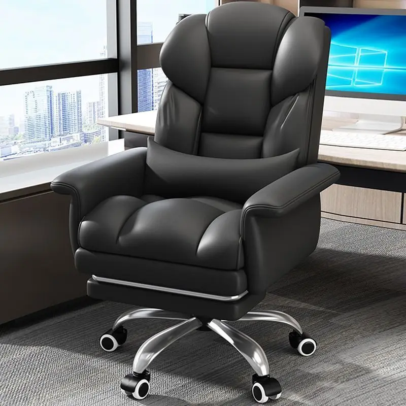 Ergonomischer Bürostuhl, hohe Rückenlehne, drehbar, neigbar, Chef-Gaming-Stuhl mit Fußstütze und verdicktem Kissen, Heimbüromöbel