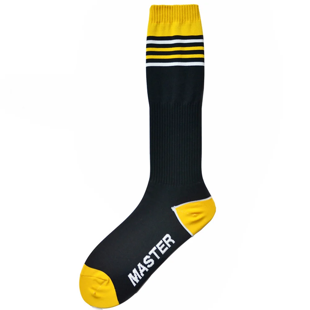 Nylon Striped Tall Football Socks Sport Wear Wicking Black with Trend Base Stockings