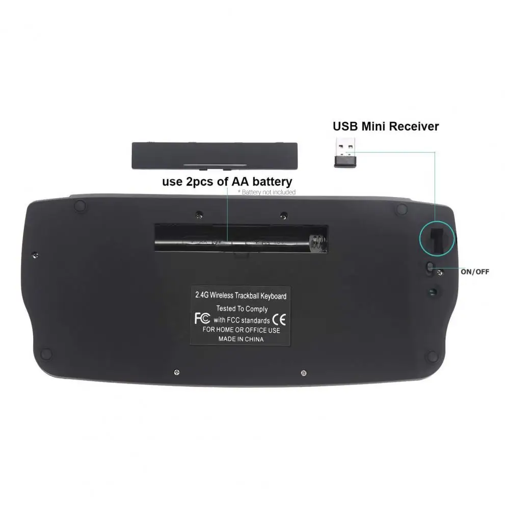 Wireless Keyboard Multifunctional Backlight Function 78 Keys 2.4G Mini Keyboard with Trackball Mouse Scroll Wheel for Notebook