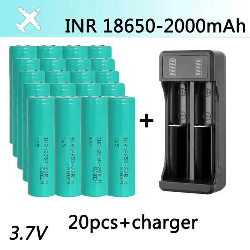 

18650 Lithium Battery 2000mAh Full Capacity 3.7V Rechargeable Battery 18650 Battery Power Tool Toy Comes with Smart Charger