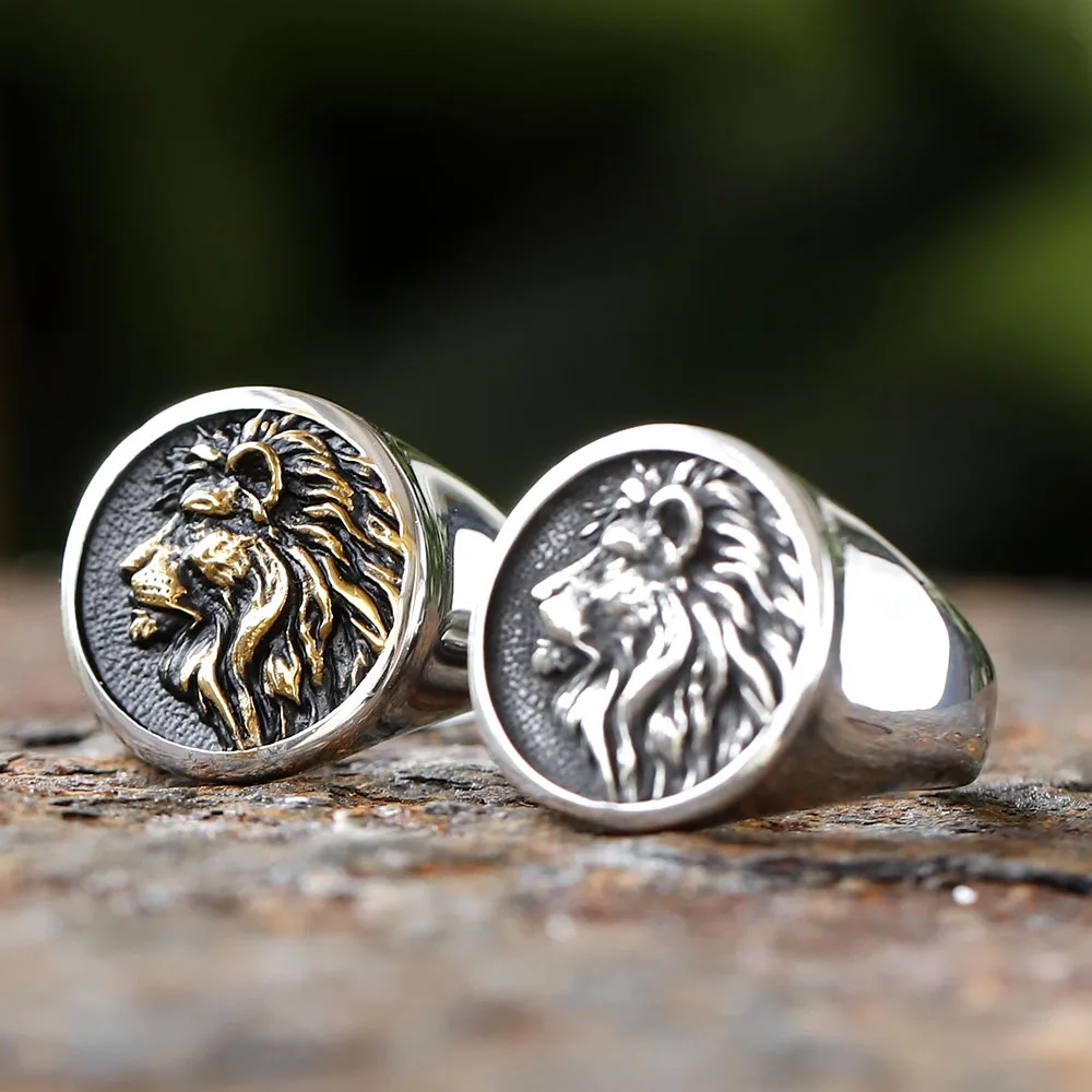 2024 Vintage New Fashion 316L Stainless Steel 3D Lion Head Ring High Polished Męska biżuteria dla zwierząt Hurtownia — zdjęcie 6