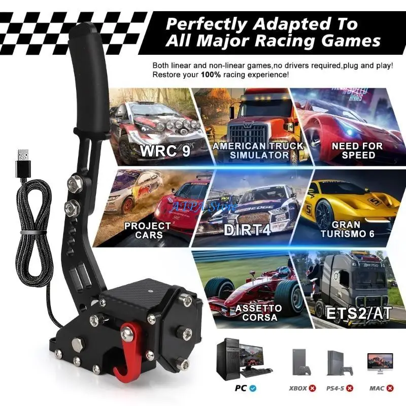 

U13C 64 Bit USB Handbrake for PC Racings Games for G29/27/25 Fanatecosw Dirt Rally Games