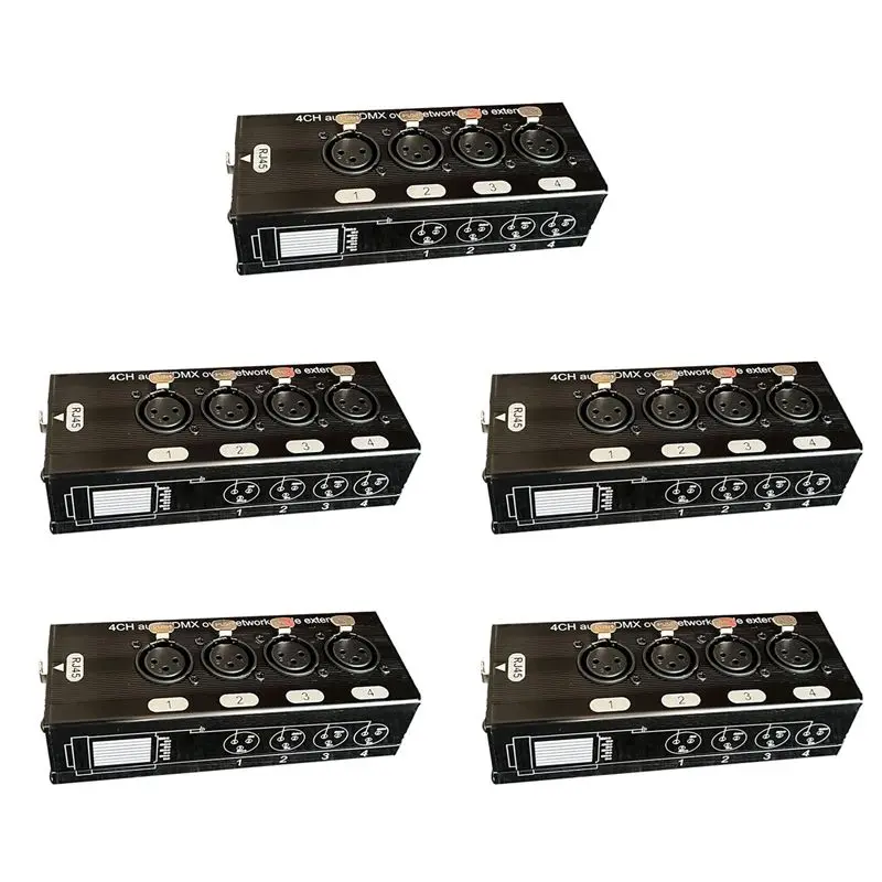 A33T-5Pc 4-Channel 3-Pin XLR Audio And DMX Over Network Cable Extender, DMX512 Network Signal Extender , Female