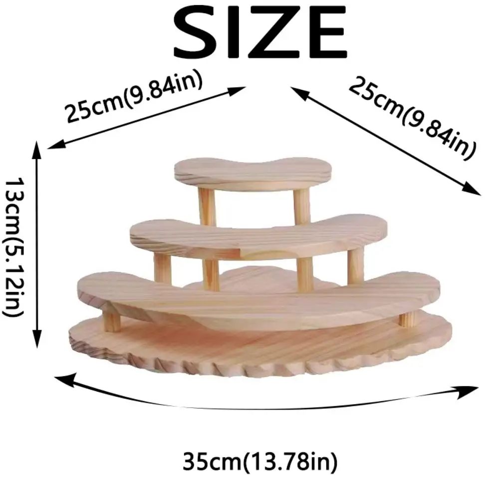 Creative Wooden Display Riser Stand DIY 3 Tier Cupcake Display Cabinet Quadrant Space Saving Figurine Display Shelf