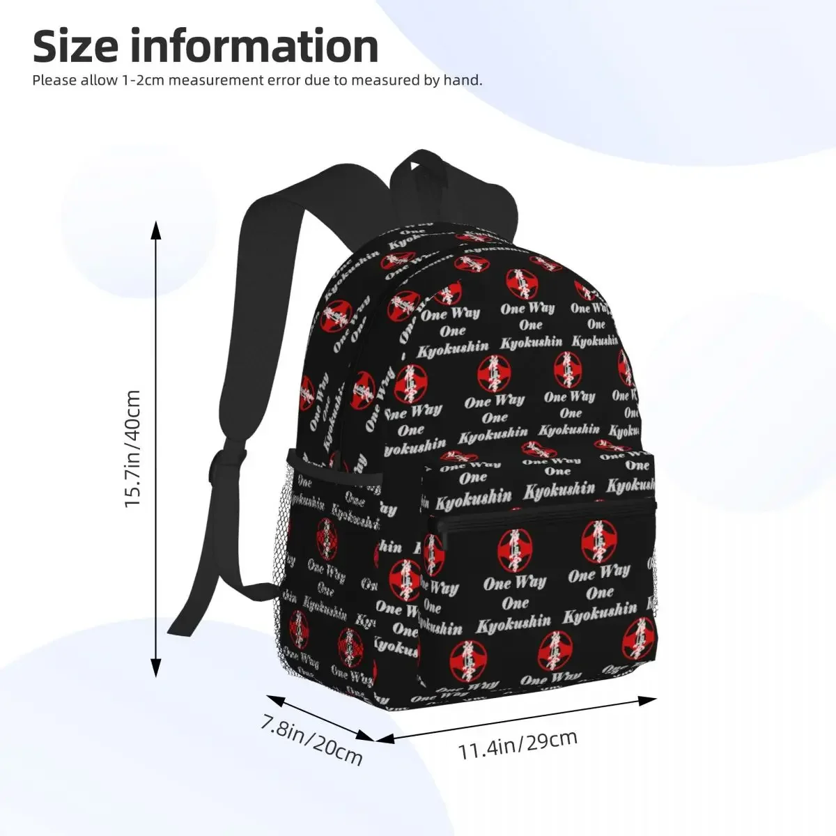 One Way One Karate Kyokushin Student Backpack School Bag Hiking Travel Daypack for Men Women Fashion Bookbag Shoulder Bags