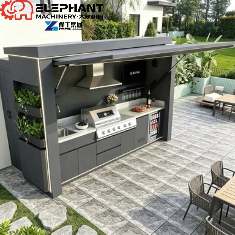 Mobile Home Outdoor Kitchen BBQ Island Sink Grill Stainless Steel 304 Chrome Plated Remote Control Flame Safety Device Easily