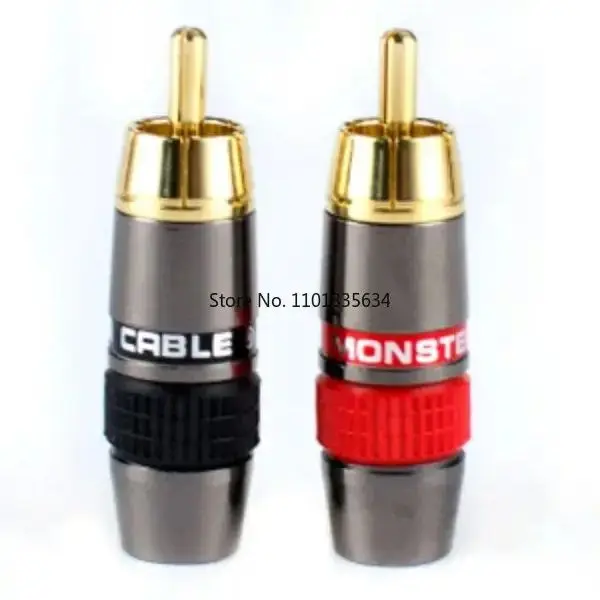 4PCS/LOT Monster Gold RCA Lotus Plug Audio Signal  Portable and Multi-functional Terminal Connector