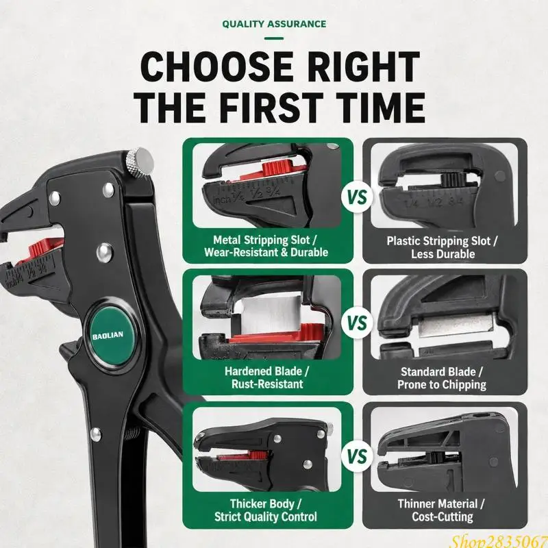 Adjustable Wire Stripper with Jaw and Stripping Tension Control 831F