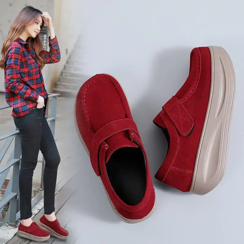 Mom autumn first layer cowhide nurse female comfortable soft sole soft surface single leather women's moccasin shoes