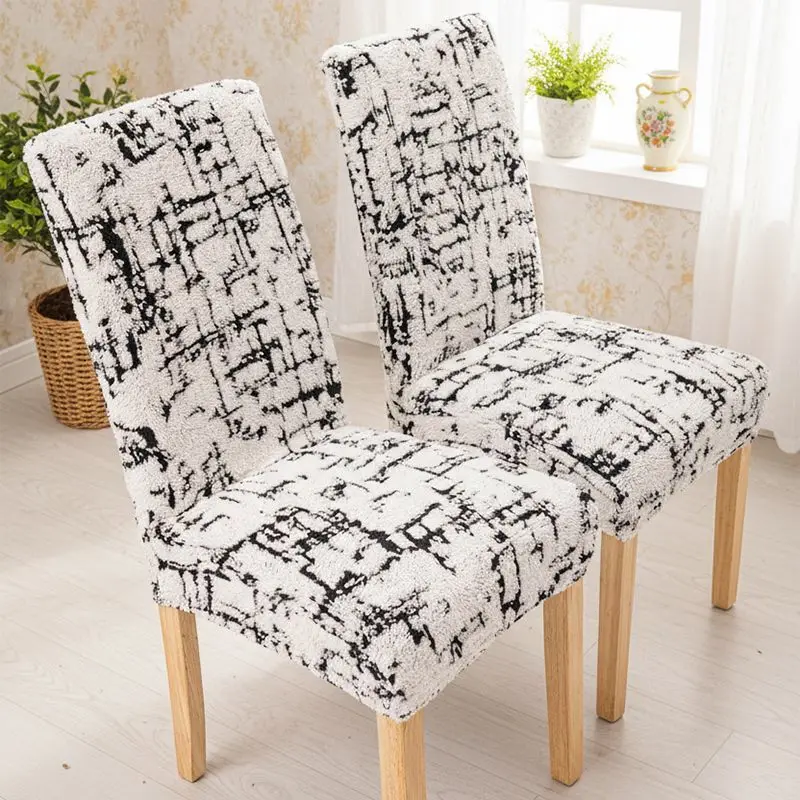 

Cat-Proof Slip-Resistant Chair Cover, Winter Soft Velvet for Straight-Back Chairs, French Elegant Style Universal Fit