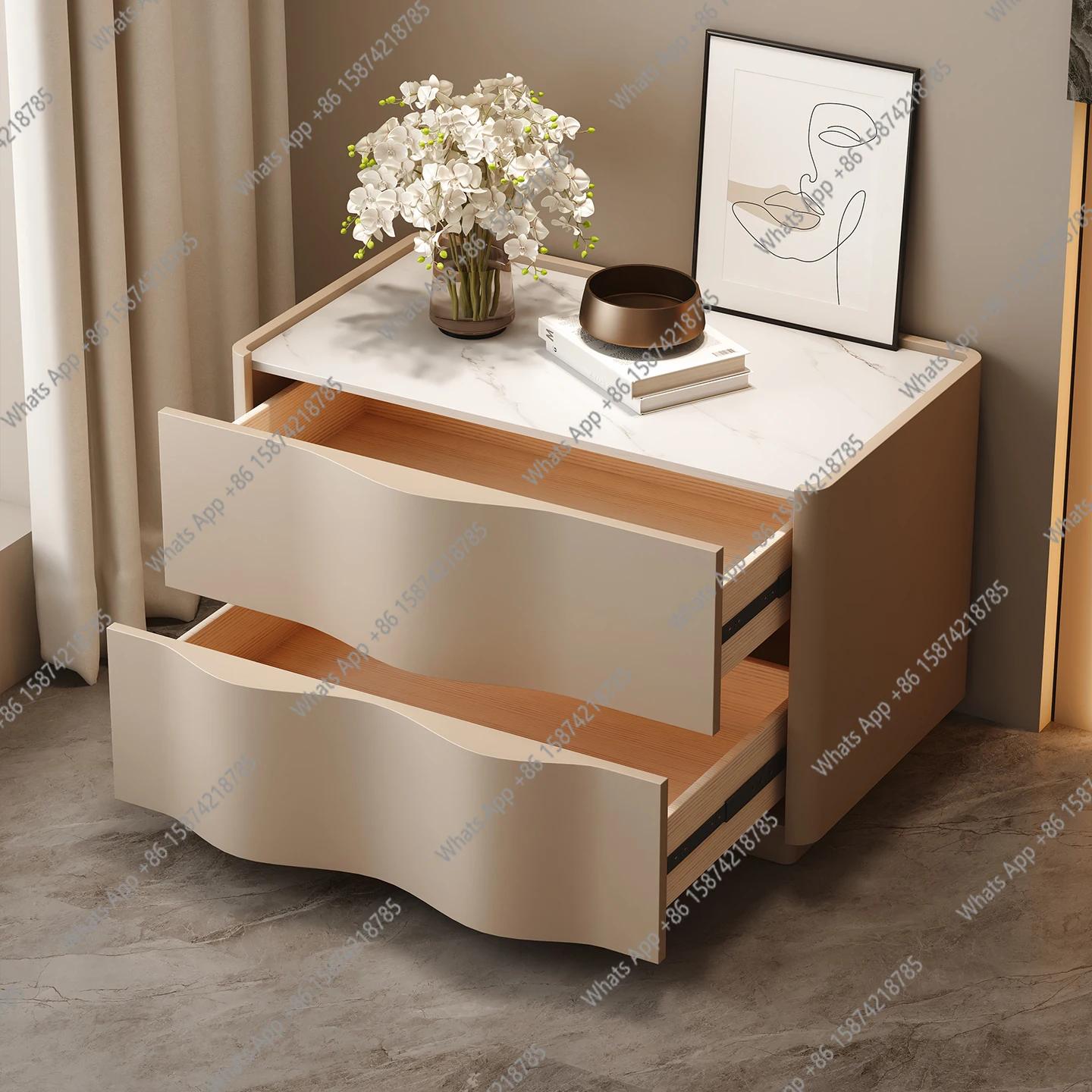 Designer Minimalist Bedside Table Modern Simple Solid Wood Master Bedroom New Personality Premium Locker