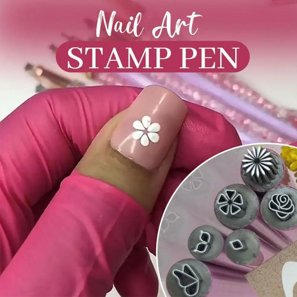 Nail Art Stamp Pen Set, 6Pcs Nail Stamp Pen DIY Nail Graffiti Nail Art Dotting Tools, Stamp Nail Art Tool For Women Nail Arts