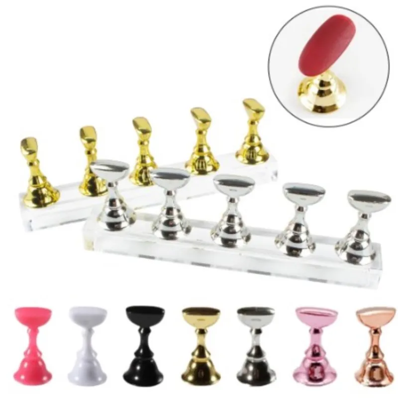 

1 Set False Nail Tips Holder Practice Trainning Display Stand Holder Base Alloy Crystal Nail Art Polish Display Manicure Tools