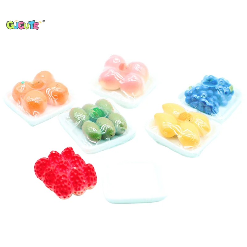 Dollhouse Mini Simulated Plastic Sealed Fruit Combination Model w/ Clear Box Doll House Decoration Accessories Photography Prop