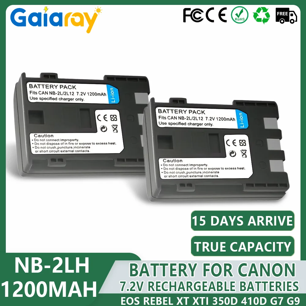 1200mAh Rechargeable Battery NB-2LH NB-2L NB2LH NB2L Camera Battery For Canon EOS 350D 400D Rebel XT XTI G7 G9 S80 S60 S30 2L12