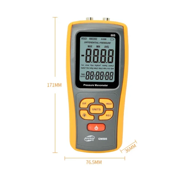 Benetech GM505/GM510/GM511/GM520 Digital Manometer Handheld Micromanometer Differential Pressure Gauge