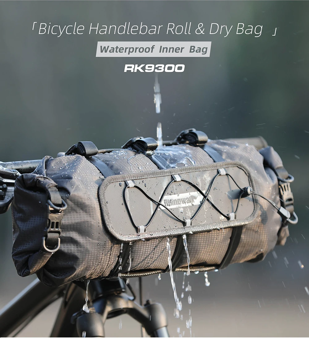 Rhinowalk Fahrrad-Lenkertasche, 12 l, wasserdichtes Fahrradhalter-Set, Fahrradtaschenbasis mit austauschbarer innerer Trockentasche, Gepäckaufbewahrung – Detail 4