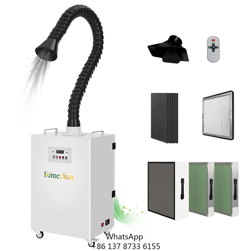 

Mobile Laser Electric Welding Fume Extractor Strong Suction Hepa Filter Dust Collector 350W