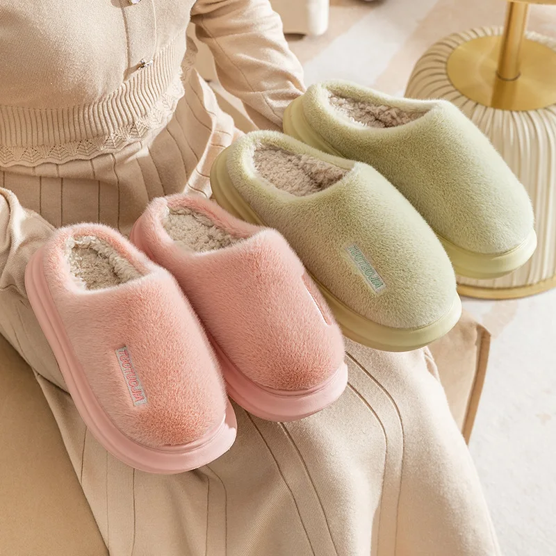 

2022 New Heightening Thick-soled Cotton Slippers Women's Winter Indoor Home Bag Heel Slippers Warm Household Plush Cotton Shoes