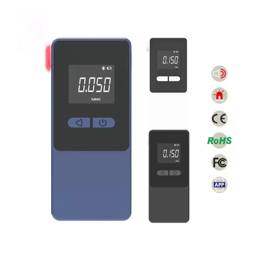 Portable Fuel Cell Alcohol Tester AT808  Mobile App Connected Breath Detector Breathalyzer Alcohole Breath Tester