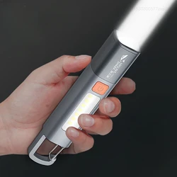 Outdoor Flashlight Portable Strong Light Variable Focus with Floodlight Side Lights Household Rechargeable LED Flashlight