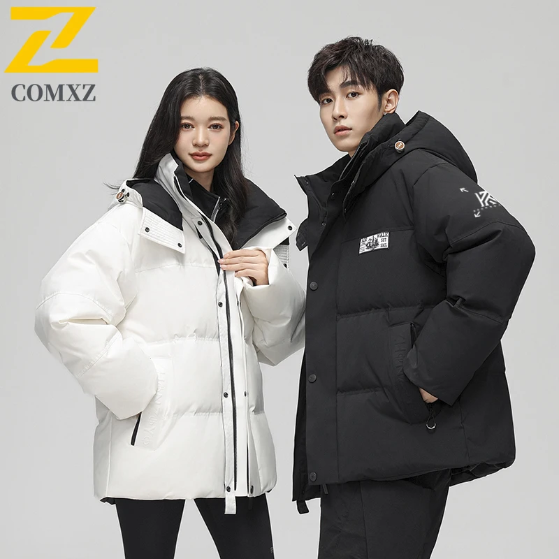 COMXZ Unisex Puffer Jacket Hooded Outdoor Mountaineering Windproof Thickened Parkas Trendy Street Lightweight Winter Puffer Coat