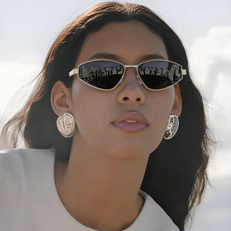Hiking New Punk Metal Square Frame Anti Light Glasses Women Fashion Outdoor Cycling Men Shades Retro Colorful Lens Eyewear UV400