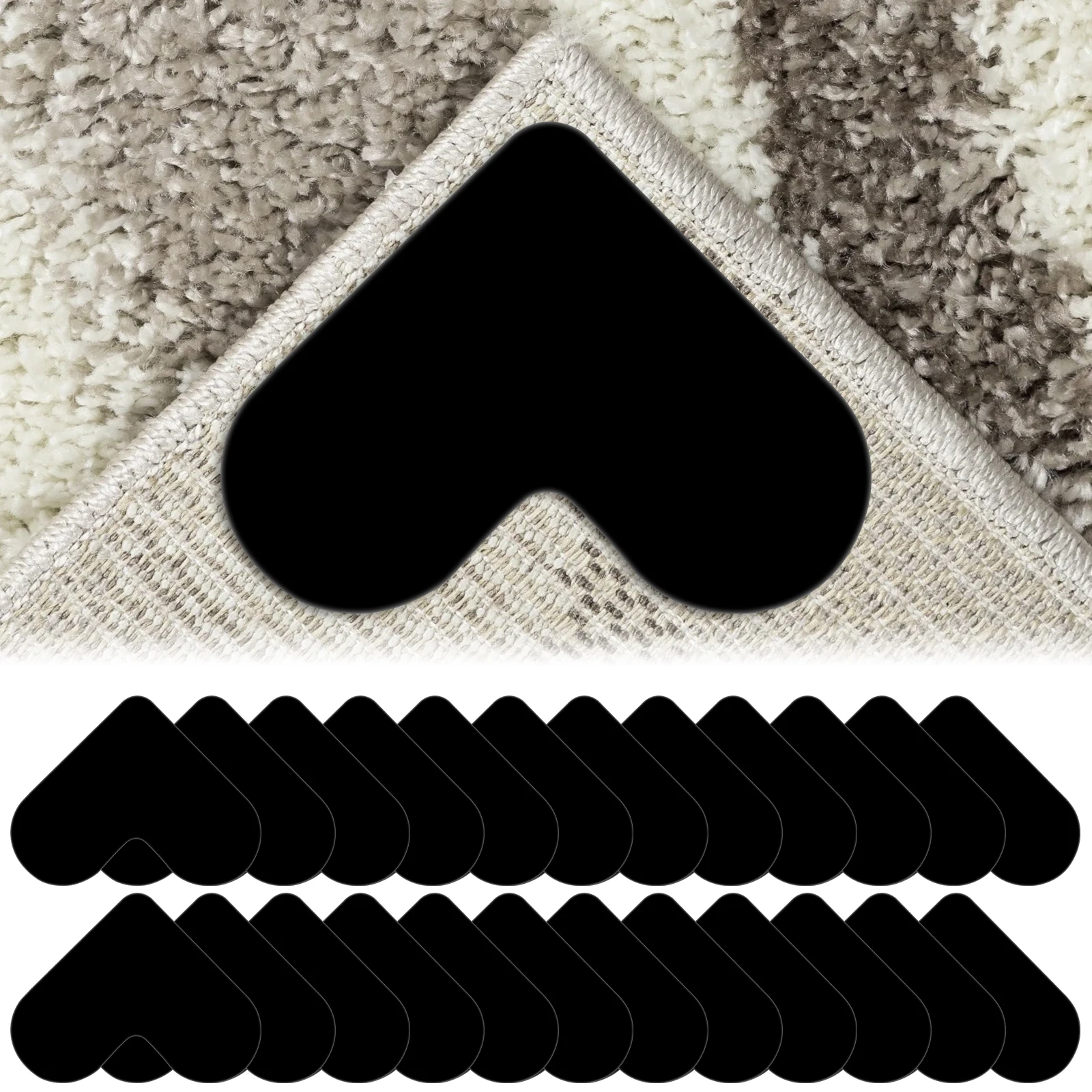 32Pcs Rug Grippers Heart-Shaped Non-Slip Rug Pads Reusable Carpet Corner Side Gripper Washable Rug Grippers Multi-Purpose Rug