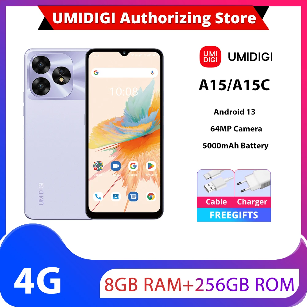 UMIDIGI A15, A15C,8 ГБ 256 ГБ /128 ГБ,NFC, Android 13, 6,7-дюймовый FHD + экран, камера 64 МП, Octa-Core,5000mAh