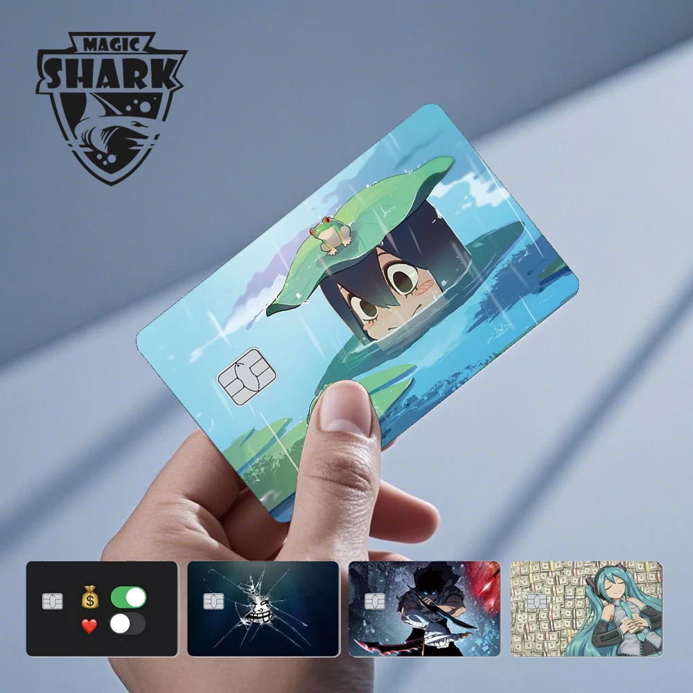 Stylish Funny Meme Piggybank Flowe Camera Anime Flower Kawii Skin Sticker Film Cover for Credit Debit Metro Card
