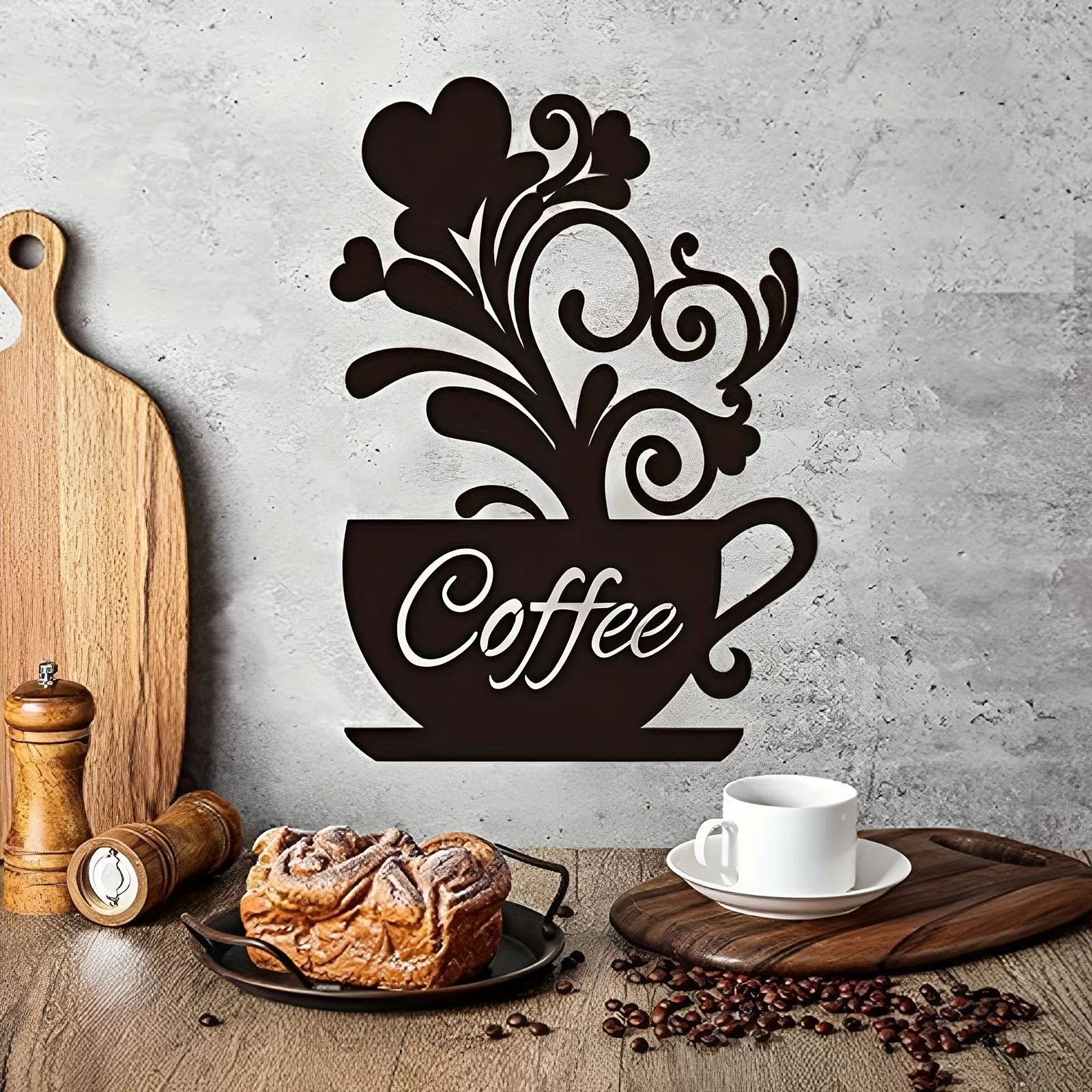 Coffee Wall Art Coffee Bar Wall Decor Metal Decor Sign Coffee Cup Silhouette Hard Cup Sign Wall Art Sculptures Cafe Themed Decor