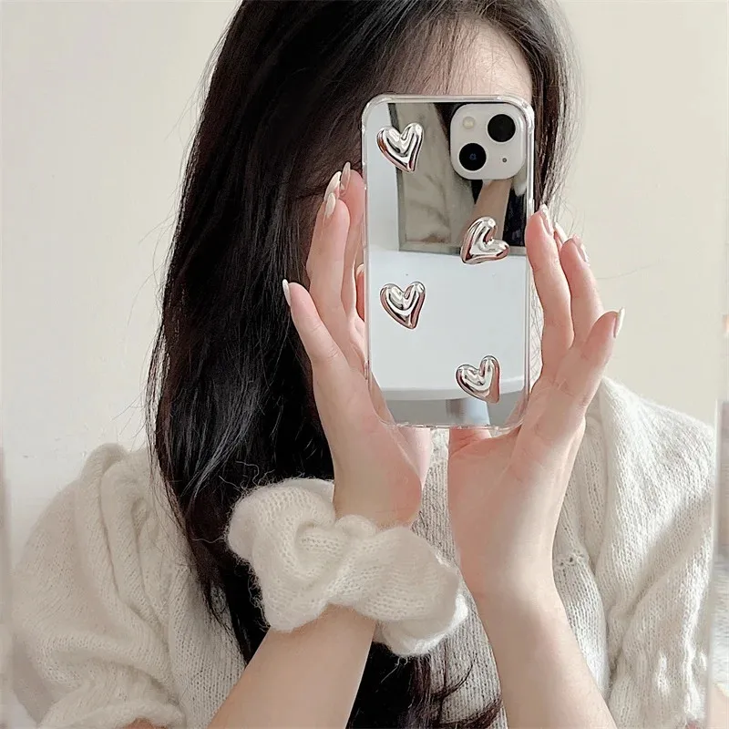 Bling 3D Heart Bear Mirror Phone Case for Huawei Honor 90 100 80 70 60 50 30 20 Pro 80GT 80SE 70Lite 50SE 30S 20S 30Lite 20Lite