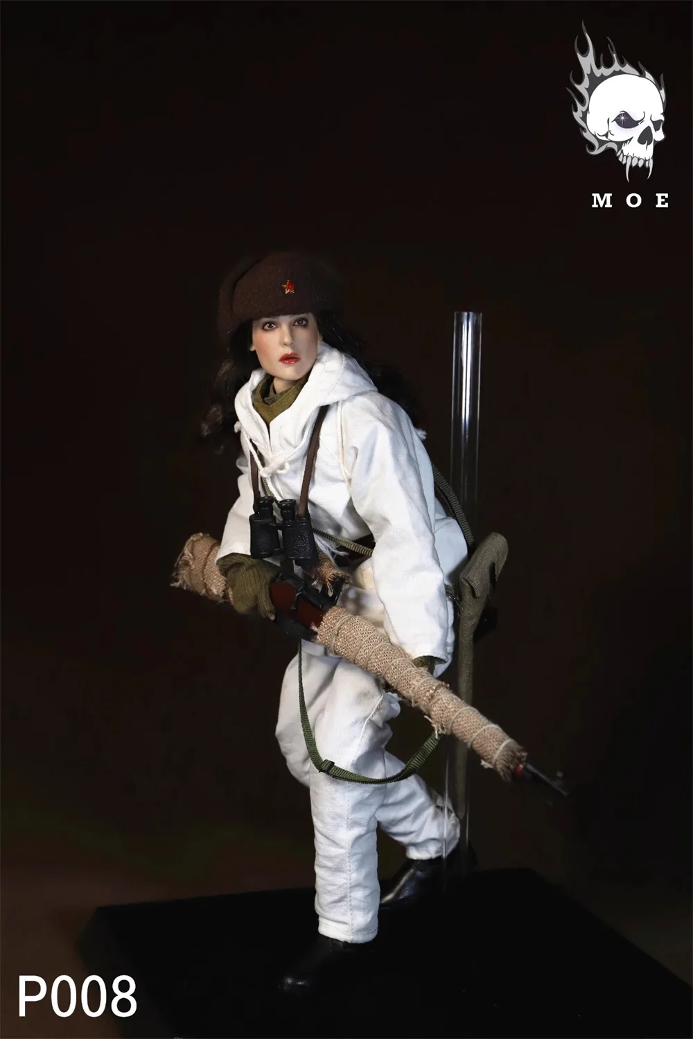 W magazynie 1/6 MOETOYS P008 wwi Series sowiecka snajperska zimowa śnieżna figurka z prezentem na platformie dla fanów