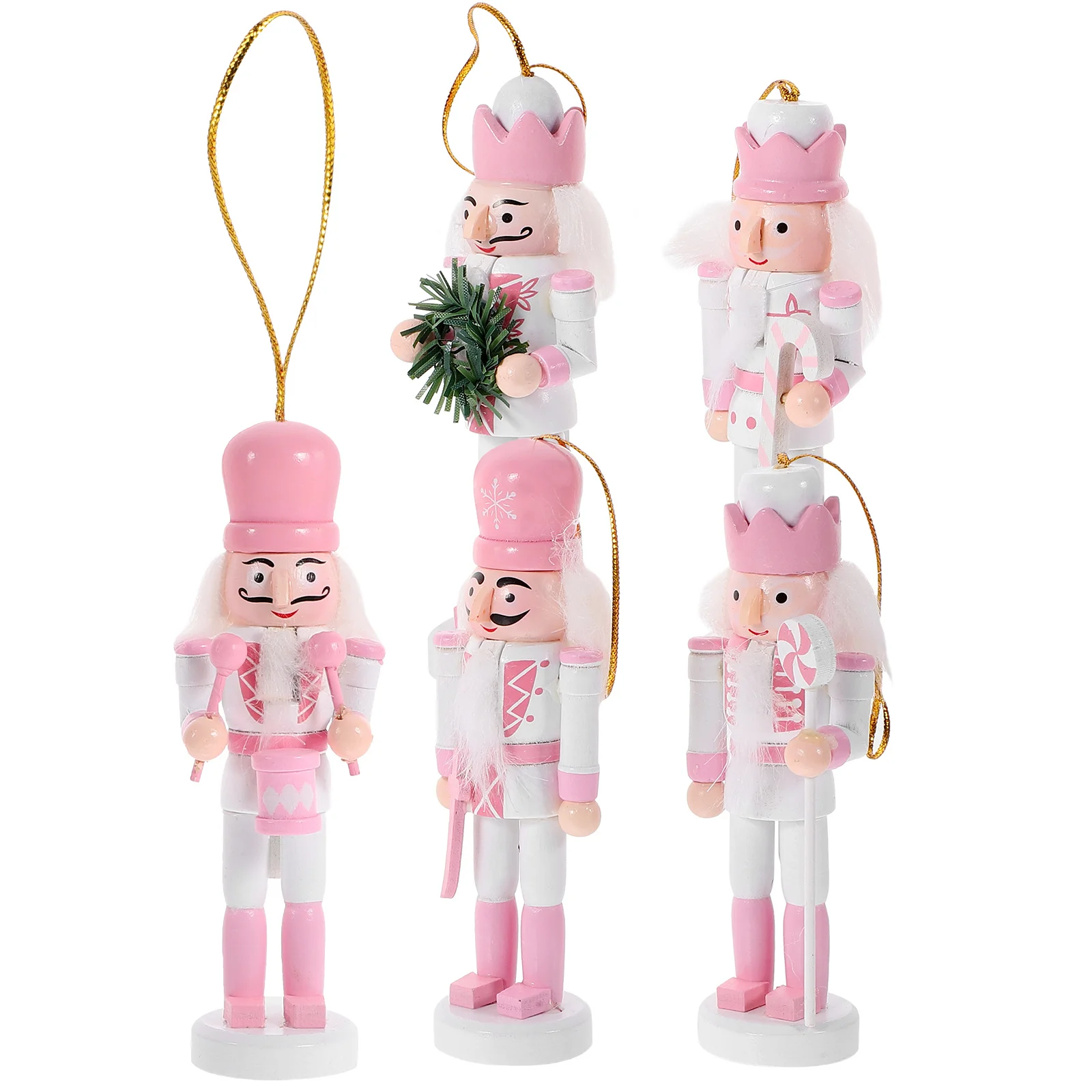 

5Pcs Nutcracker Christmas Decor Small Wooden Nutcracker Soldier Hanging Ornaments Xmas Tree Decoration Holiday Hanging Charms