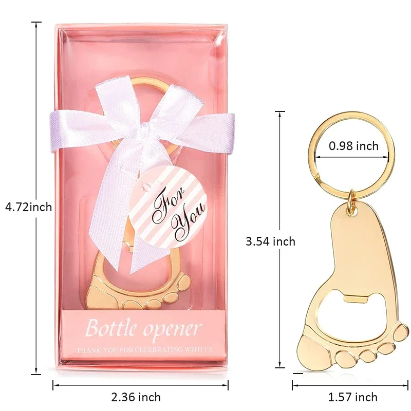 16/32Pcs Bottle Opener Baby Shower Favors for Guests, Footprint Keychain Shaped Opener, Birthday Wedding Bridal Party Souvenirs
