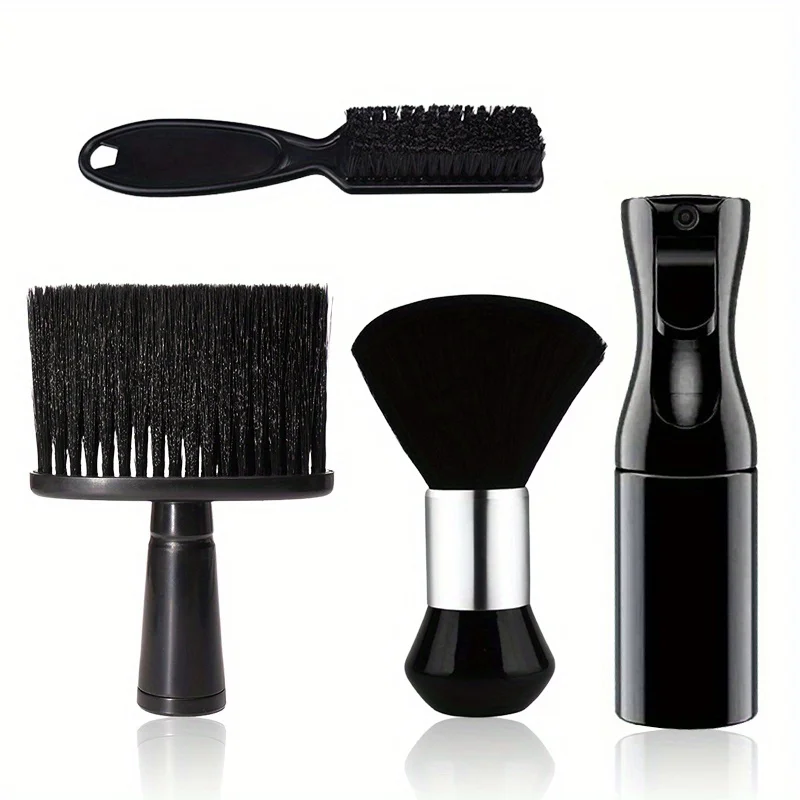 3/4 مجموعة فرشاة شعر مكسورة احترافية زجاجة رذاذ فرشاة شعر ناعمة مزيل غبار الرقبة مناسبة للصالونات في محلات الحلاقة